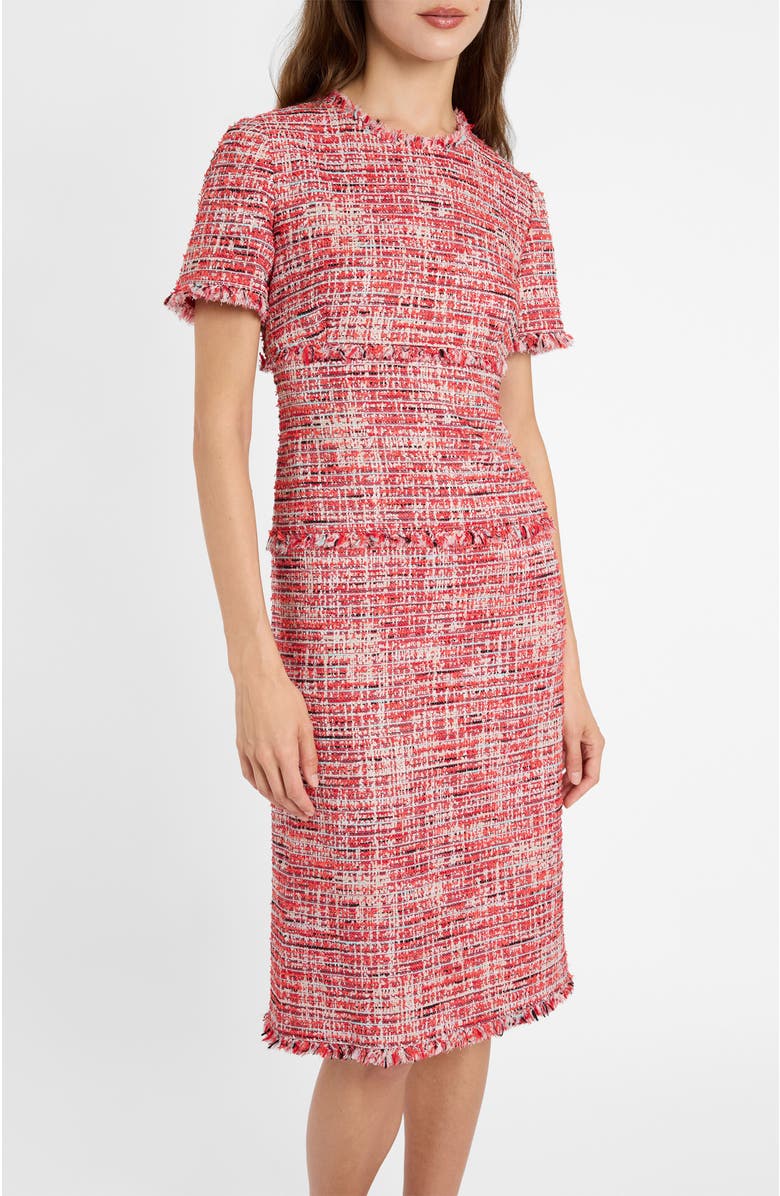 Santorelli Giulia Short Sleeve Sheath Dress in Modern Tweed, Alternate, color, Chili Pepper