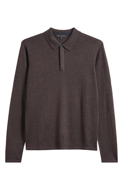 Robert Barakett Thomas Merino Wool Long Sleeve Polo In Brown
