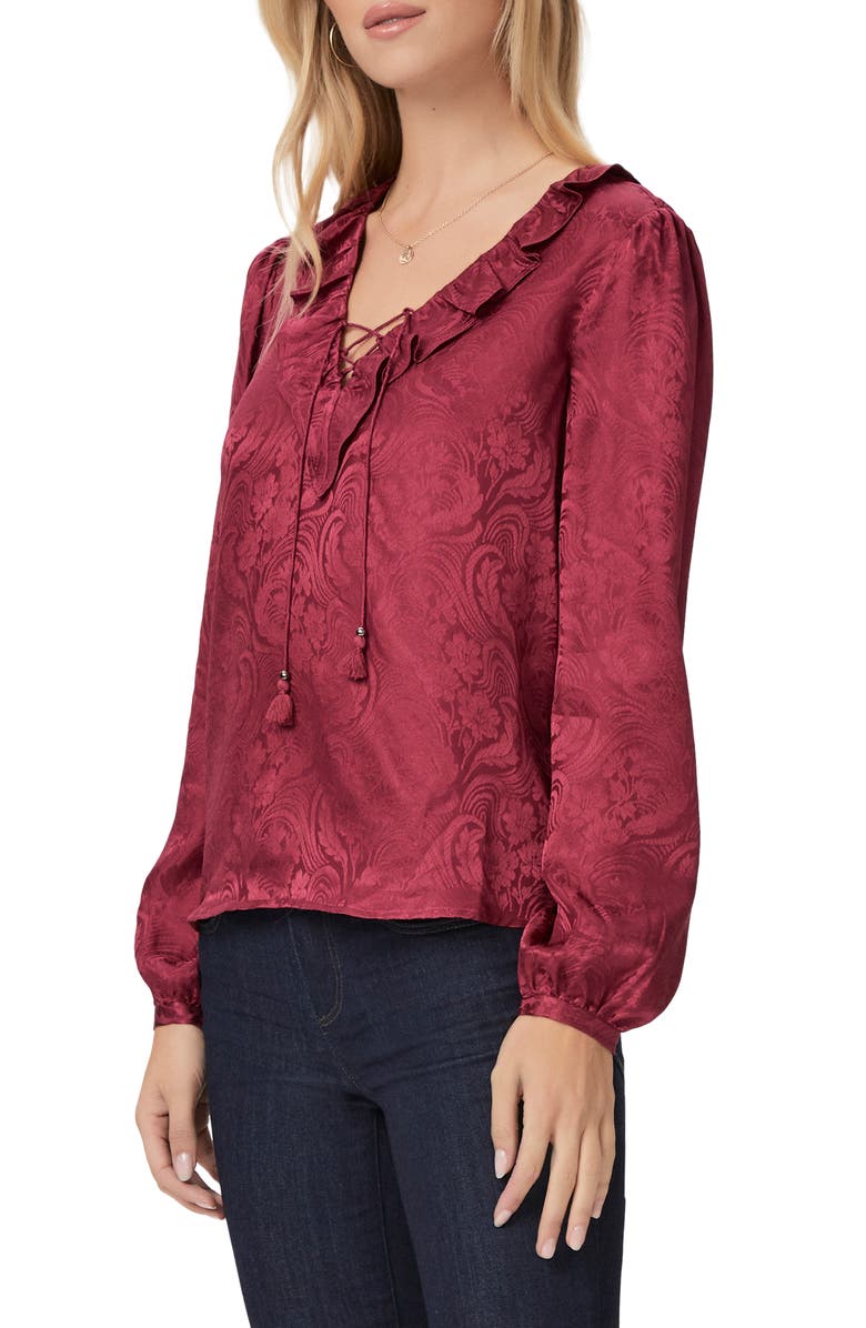 PAIGE Ilara Jacquard Silk Top, Alternate, color, Brryjm