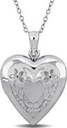 DELMAR Floral Engraved Heart Locket Pendant Necklace