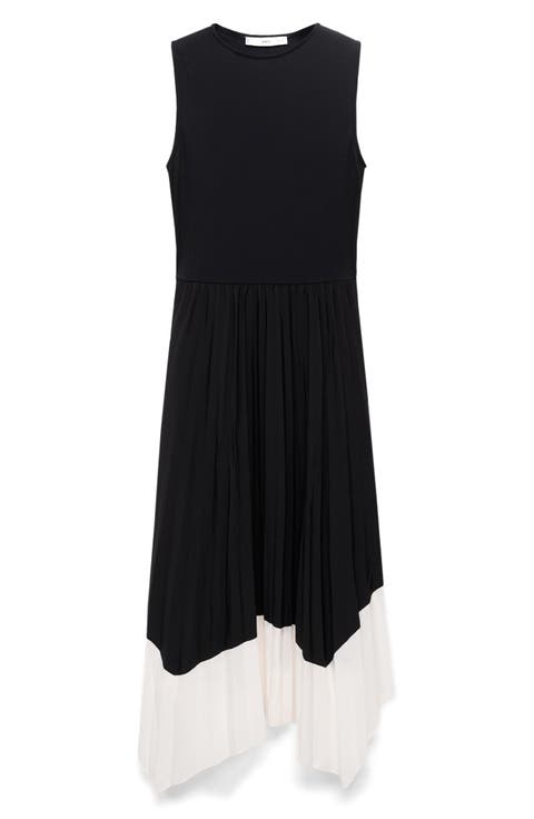 Sleeveless Pleated Asymmetric Dress