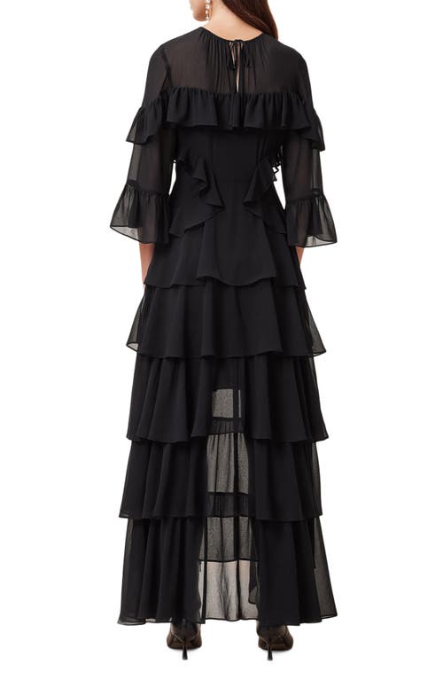 Shop Allsaints Nat Tiered Ruffle High-low Dress In Black