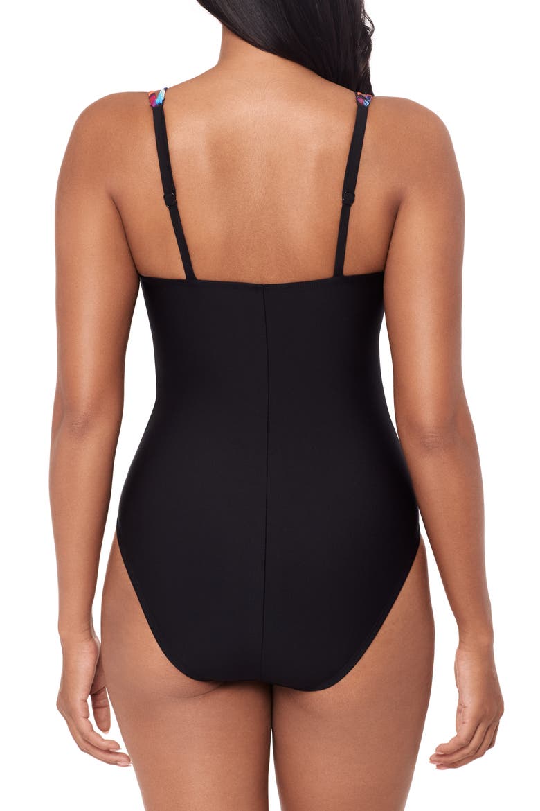Mariachi Saki Tie Front One-Piece Swimsuit, Alternate, color, MULTI