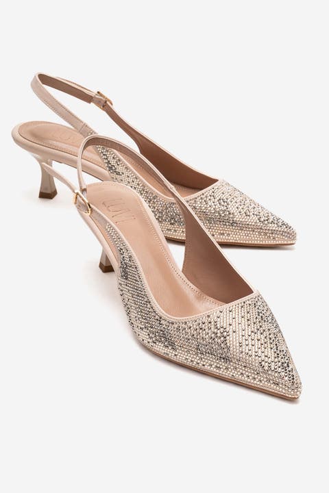 Nella Embellished Slingback Pointed Toe Pump (Women)