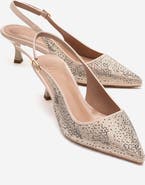 Prologue Shoes Nella Embellished Slingback Pointed Toe Pump