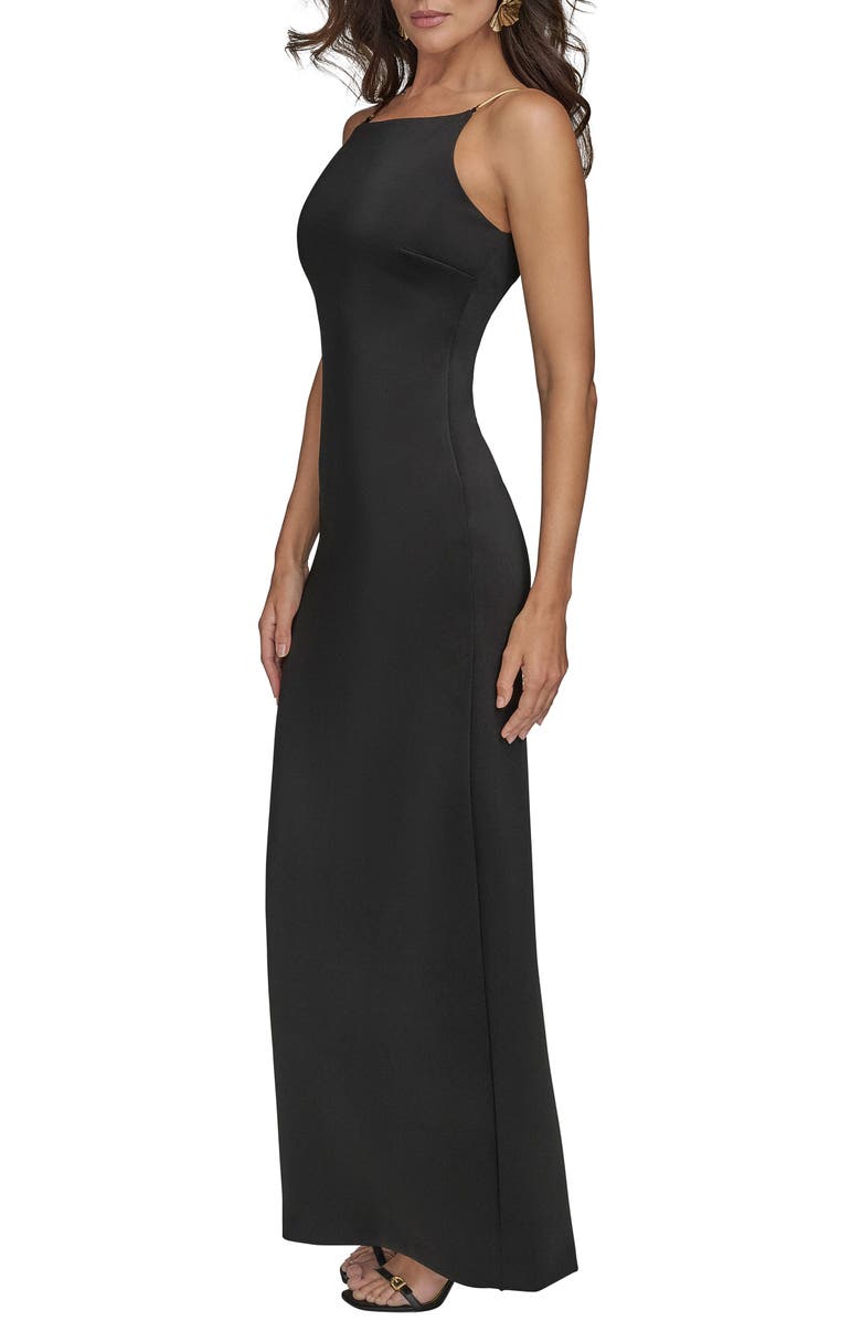 Donna Karan New York Metalllic Strap Body-Con Gown, Alternate, color, Black