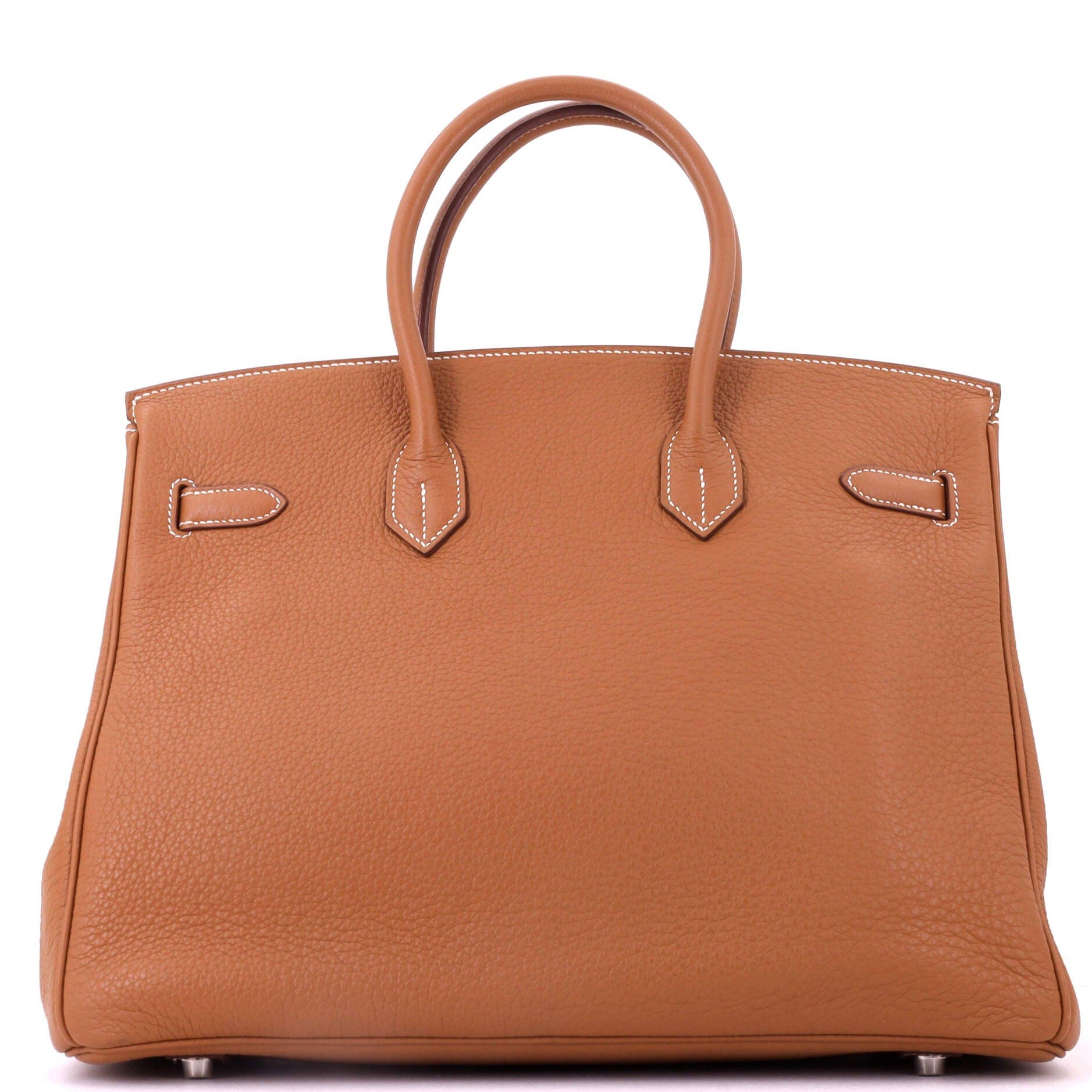 Birkin Handbag Brown Clemence with Palladium Hardware 35, Alternate, color, Metallic Gold