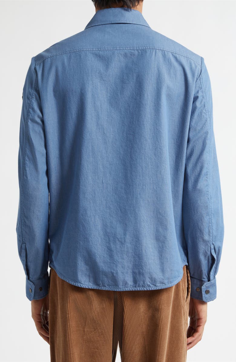 Moncler Logo Patch Denim Shirt Jacket, Alternate, color, Blue Horizon