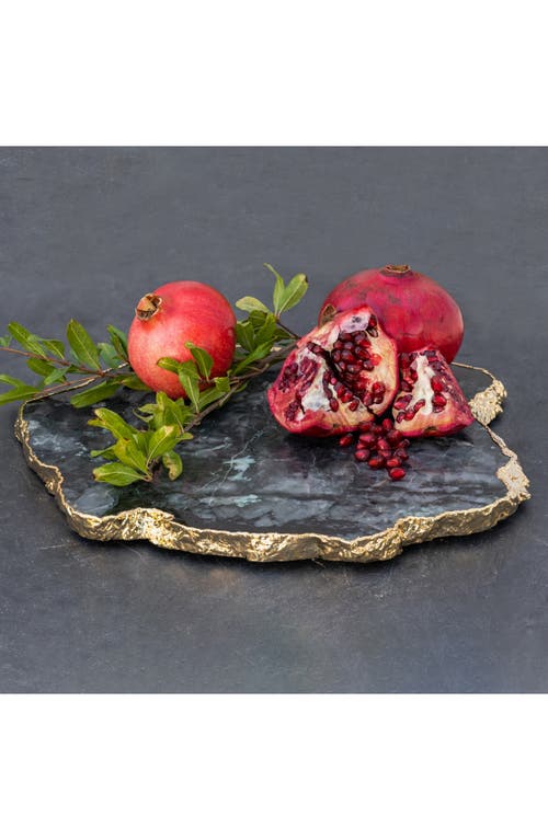 Anna New York Kiva Emerald Stone Platter In Green And Gold