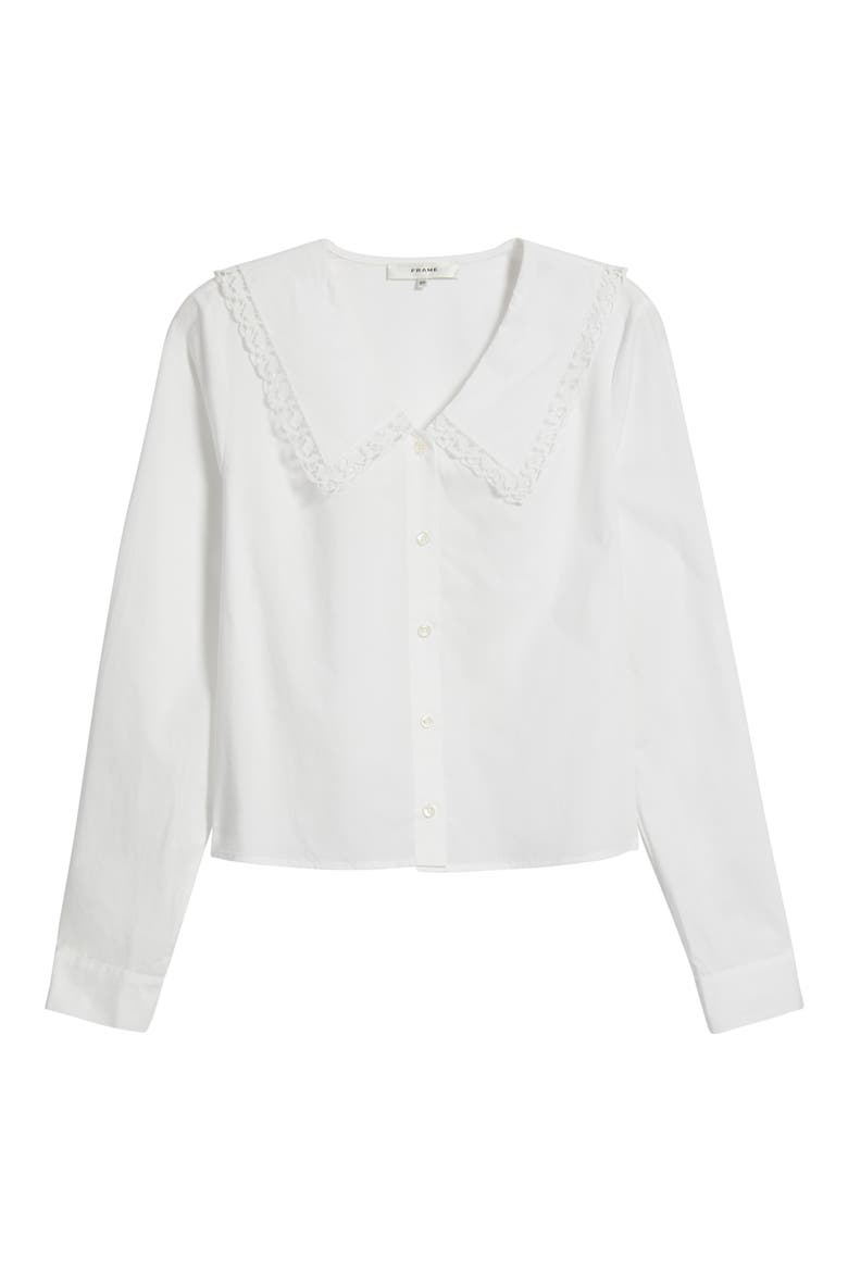 The Charm Sailor Collar Cotton Poplin Button-Up Shirt, Alternate, color, WHITE