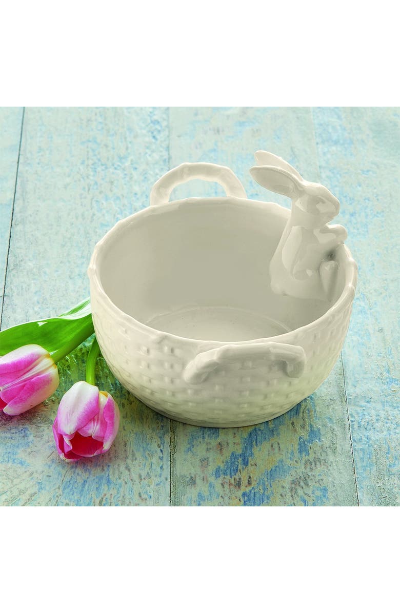 tag White Bunny Rabbit Easter Basket Bowl Decorative Ceramic, Alternate, color, White