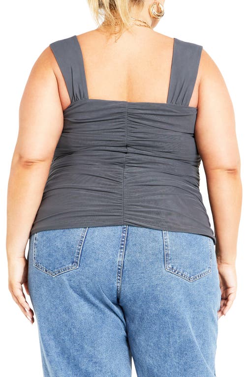 City Chic Billie Mesh Tank Top In Gray