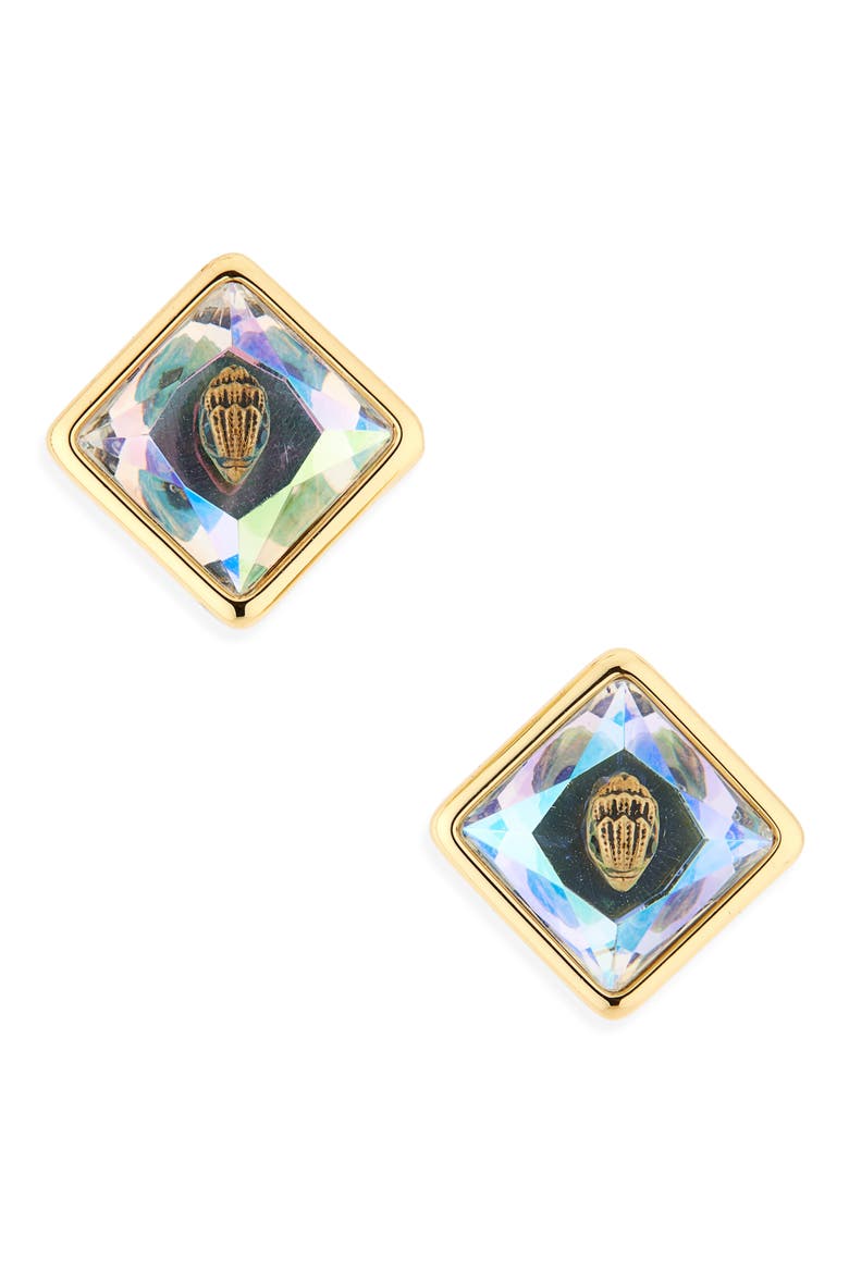 Square Stone Stud Earrings, Main, color, CRYSTAL