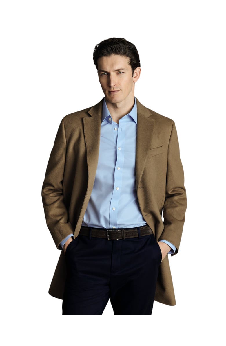 Charles Tyrwhitt Wool Overcoat, Main, color, Brown