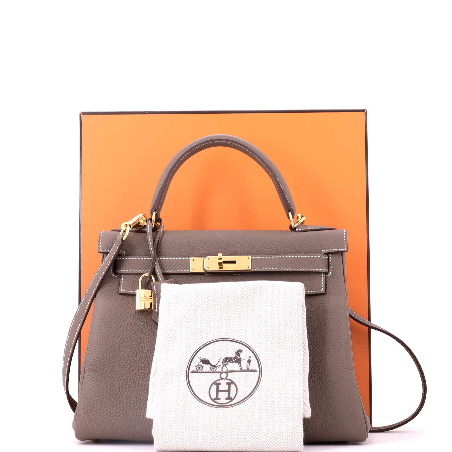 Pre-Owned Hermes Kelly Handbag Grey Togo with Gold Hardware 28, Alternate, color, Etoupe