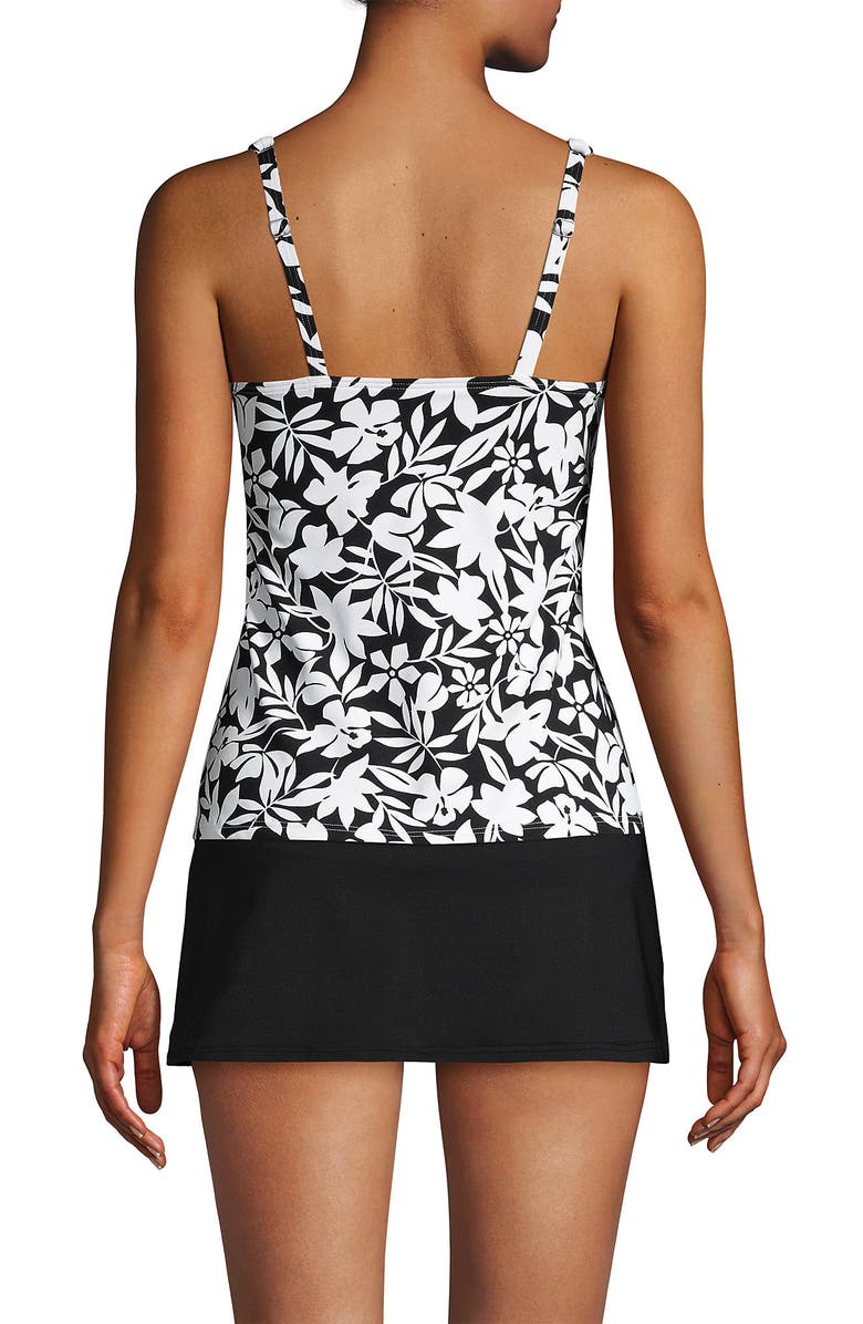 Lands' End D-Cup Square Neck Underwire Tankini Top Swimsuit Adjustable Straps, Alternate, color, 
