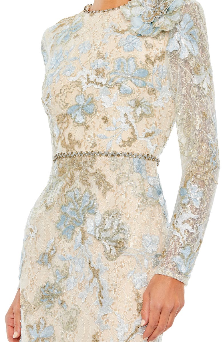 Mac Duggal Long Sleeve Embellished Lace Trumpet Gown, Alternate, color, 