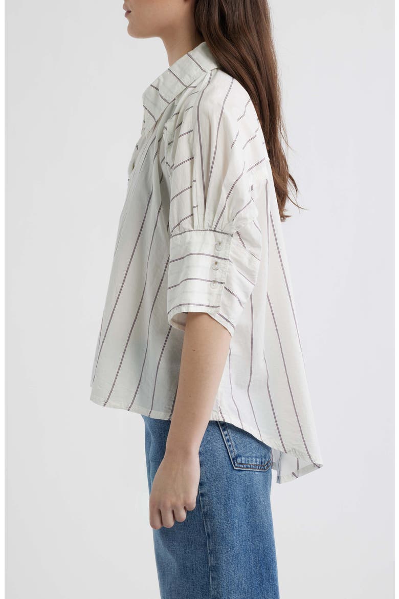 Seaside Stripe Cotton Shirt, Alternate, color, IVORY COMBO