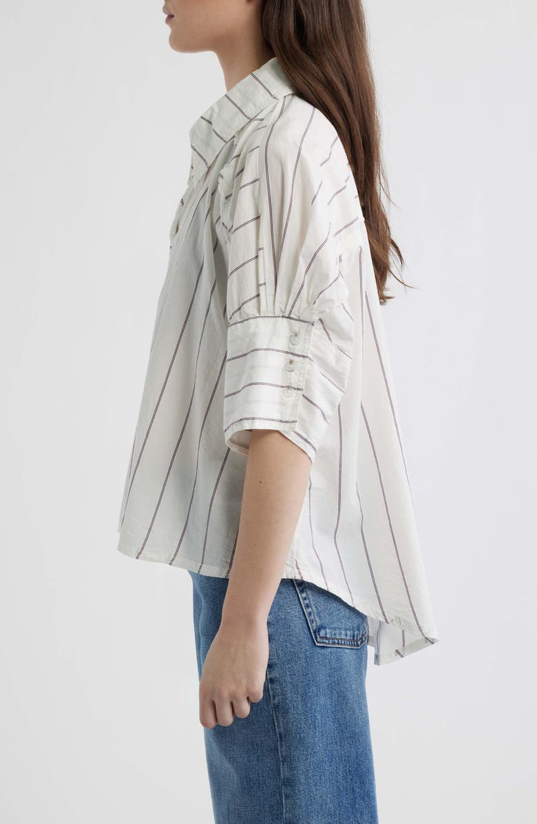 Free People Seaside Stripe Cotton Shirt, Alternate, color, Ivory Combo