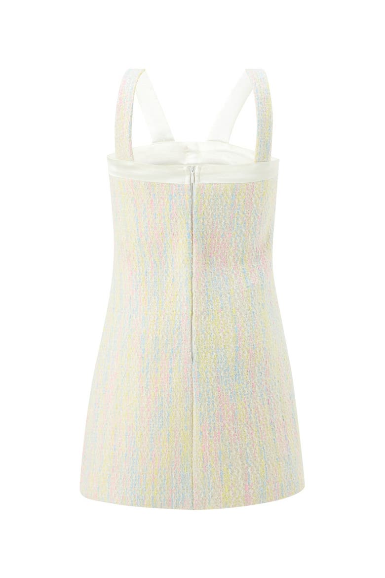 Lilliana Bow Tweed Mini Dress, Alternate, color, Creme