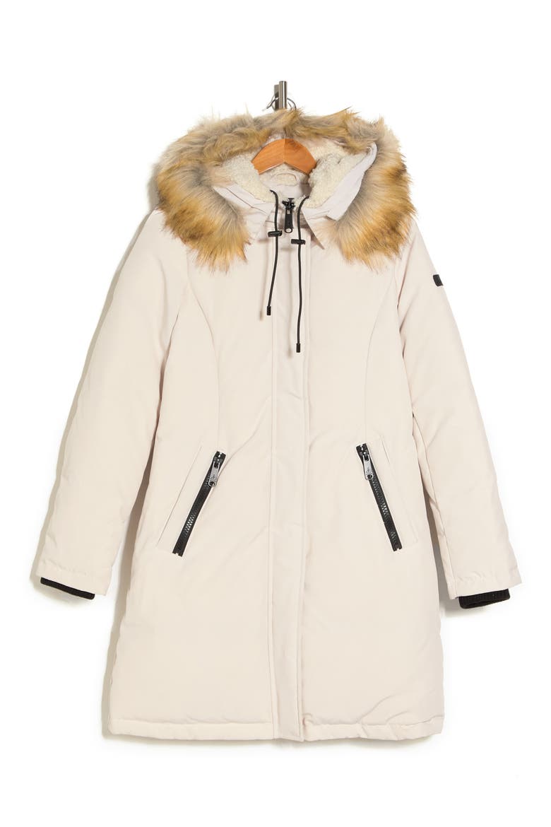 Faux Fur Trim Down Parka, Alternate, color, CREAM