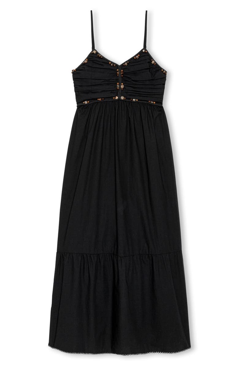 Rails Ivana Polished Stone Detail Cotton Maxi Dress, Alternate, color, Black