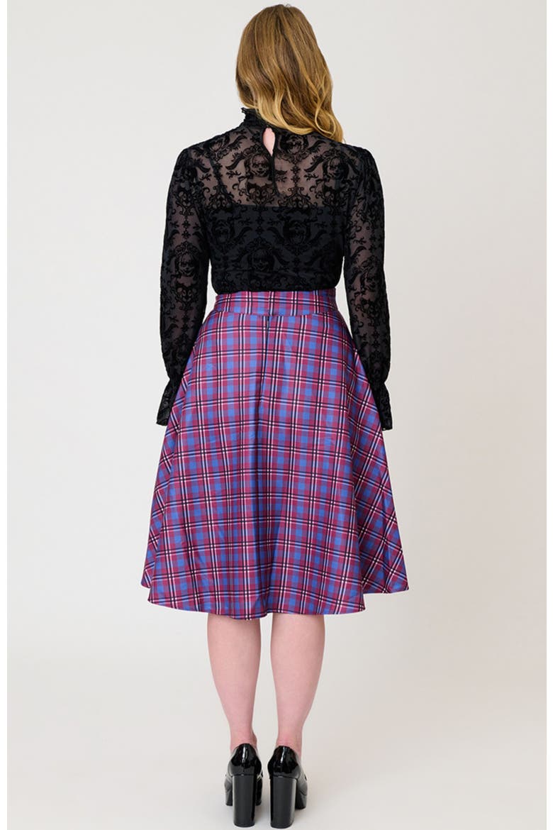 Retro Style High Waist Vivien Swing Skirt, Alternate, color, Purple w/ Annabelle Print