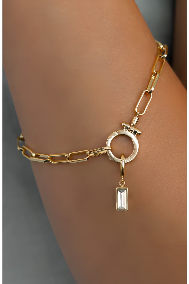 Dainty Baguette Birthstone Charm, Alternate, color, April Diamond