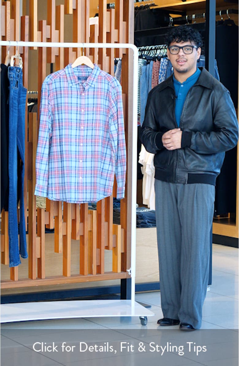 Folly Beach Plaid Island Slub Cotton Spread Collar, sales video thumbnail