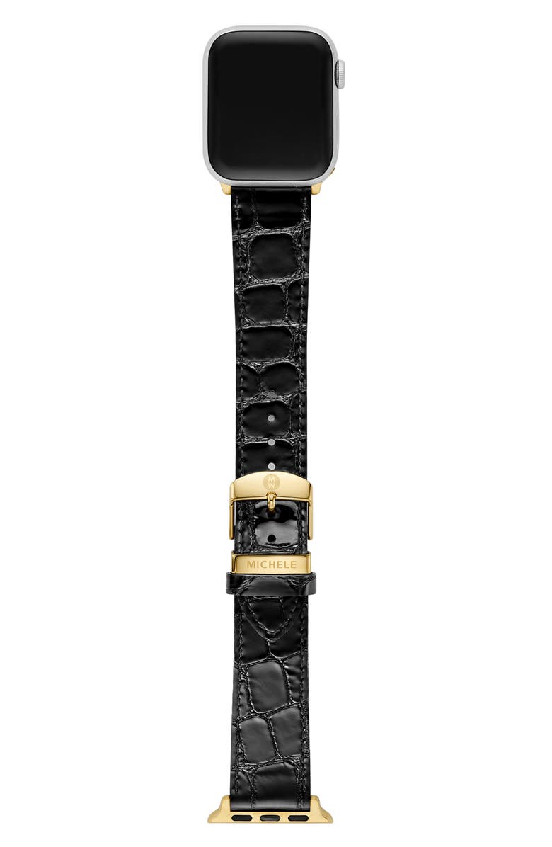 MICHELE Croc Embossed Leather 20mm Apple Watch<sup
®</sup
 Watchband, Alternate, color, 