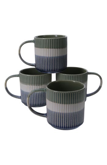 Bia Cordon Bleu Set Of 4 Tricolor Mugs In Green