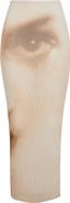 Jean Paul Gaultier Face Print Mesh Skirt