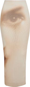 Jean Paul Gaultier Face Print Mesh Skirt