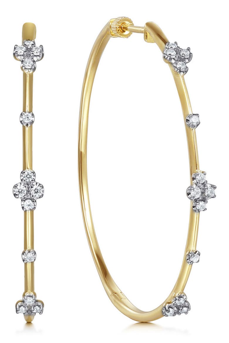 Bujukan Classic Diamond Hoop Earrings, Main, color, GOLD