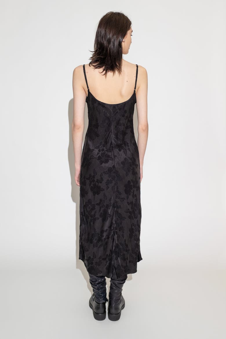 Desire Floral Jacquard Bias Slip Dress, Alternate, color, Black Floral