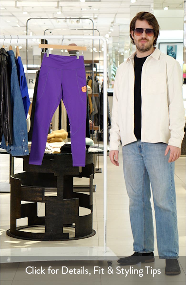 Women's ZooZatz Purple Clemson Tigers Pocketed Leggings, sales video thumbnail