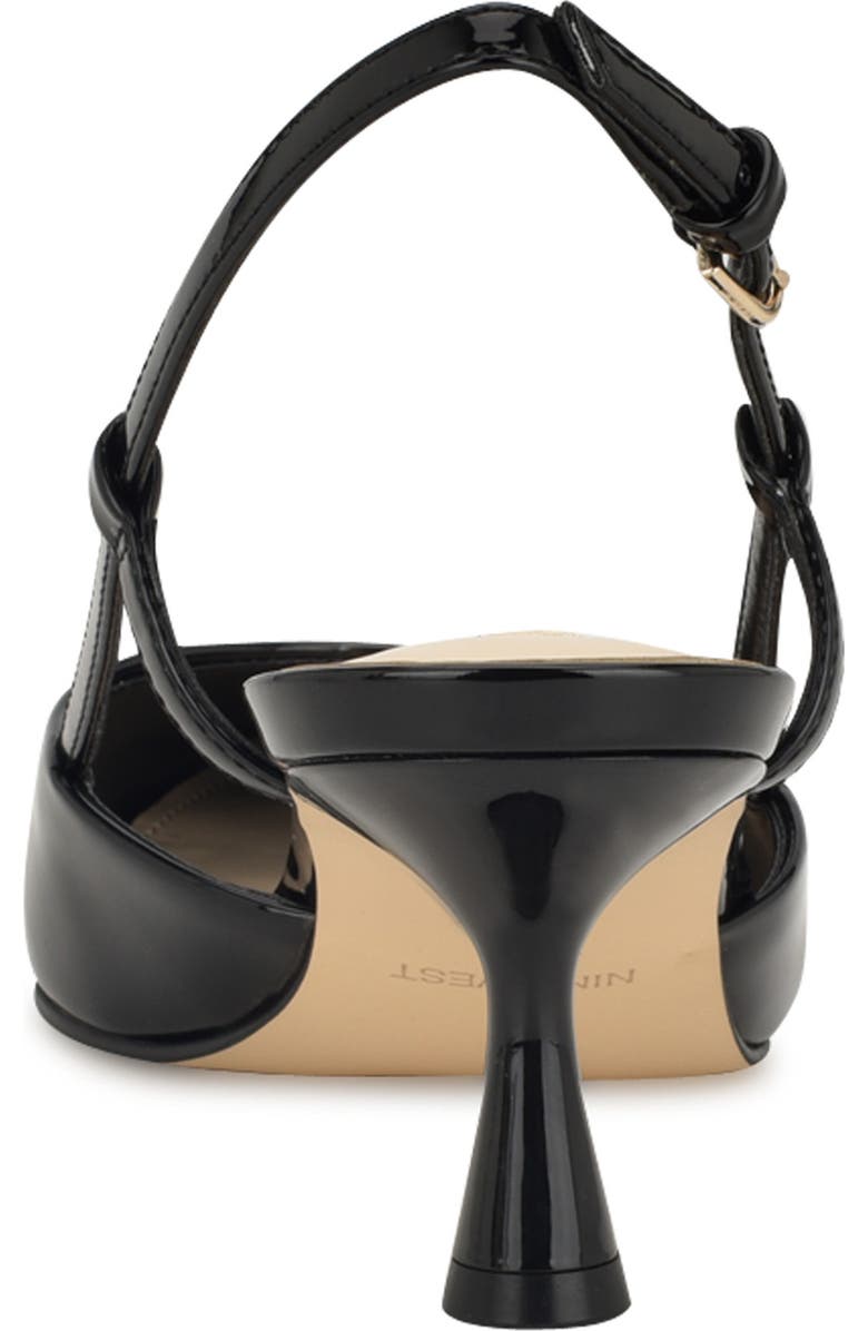 Nine West Rhonda Slingback Pointed Toe Kitten Heel Pump, Alternate, color, Black Patent