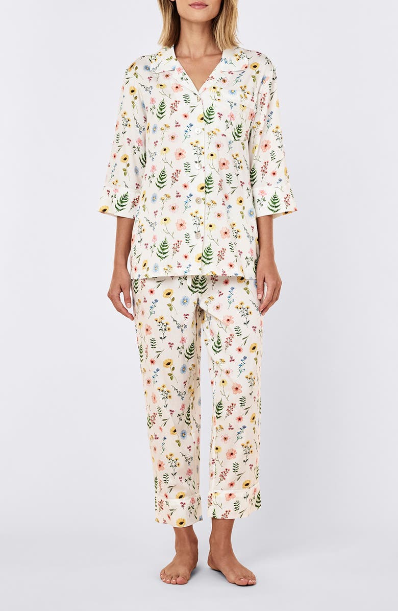 Papinelle Elodie Cotton Sateen Crop Pajamas, Main, color, 
