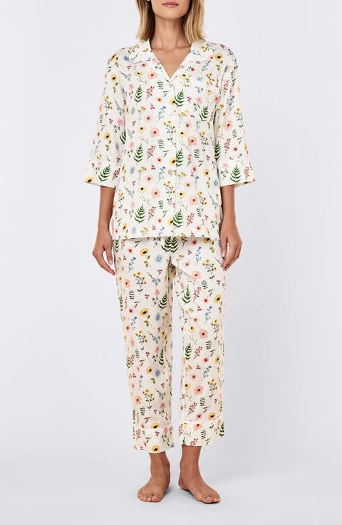 Elodie Cotton Sateen Crop Pajamas