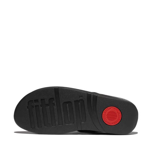 Fitflop Fino Beadie-button Metallic Toe-post Sandals In Black