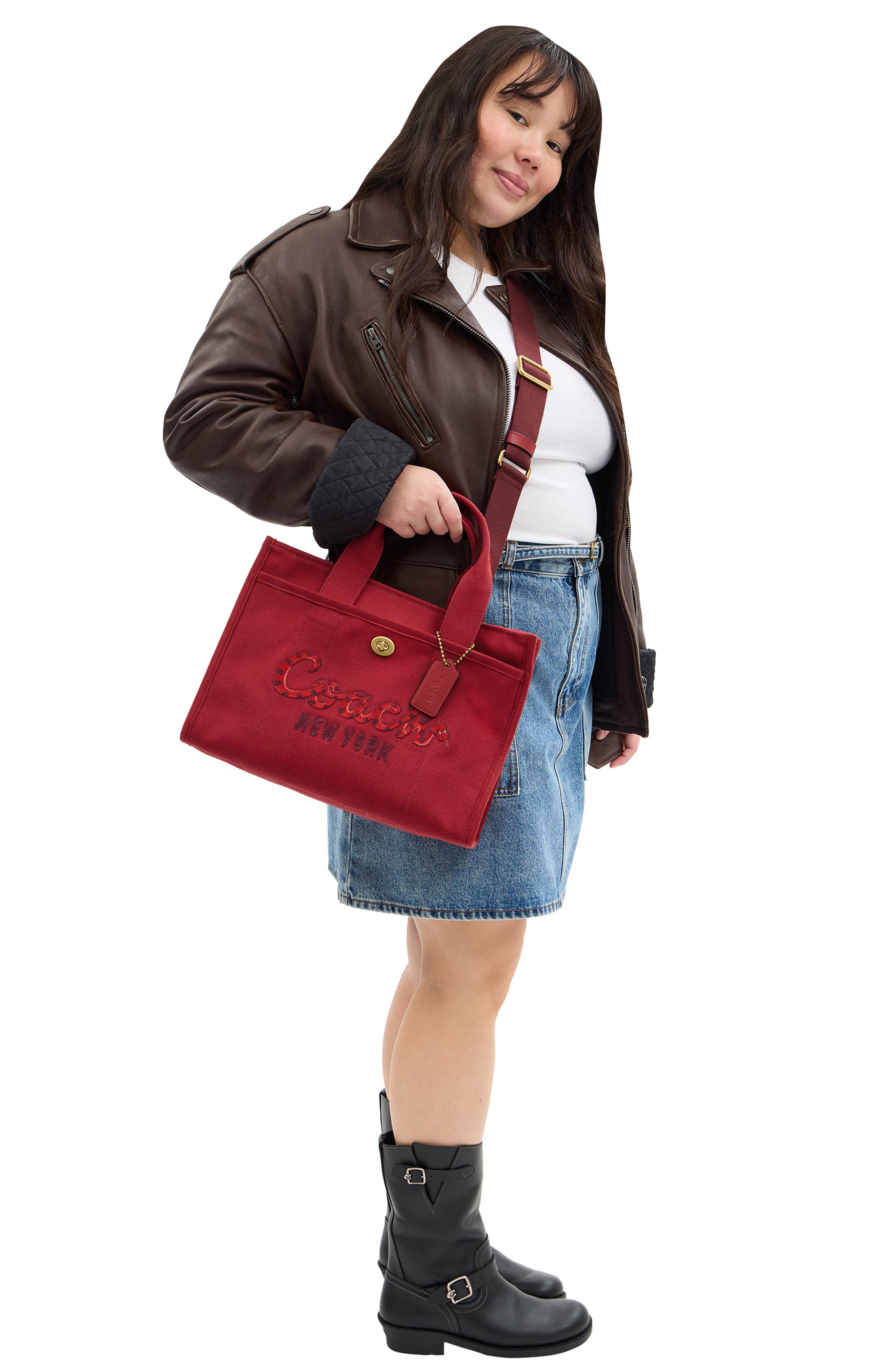COACH Lunar New Year Snake Script Canvas Tote, Alternate, color, 