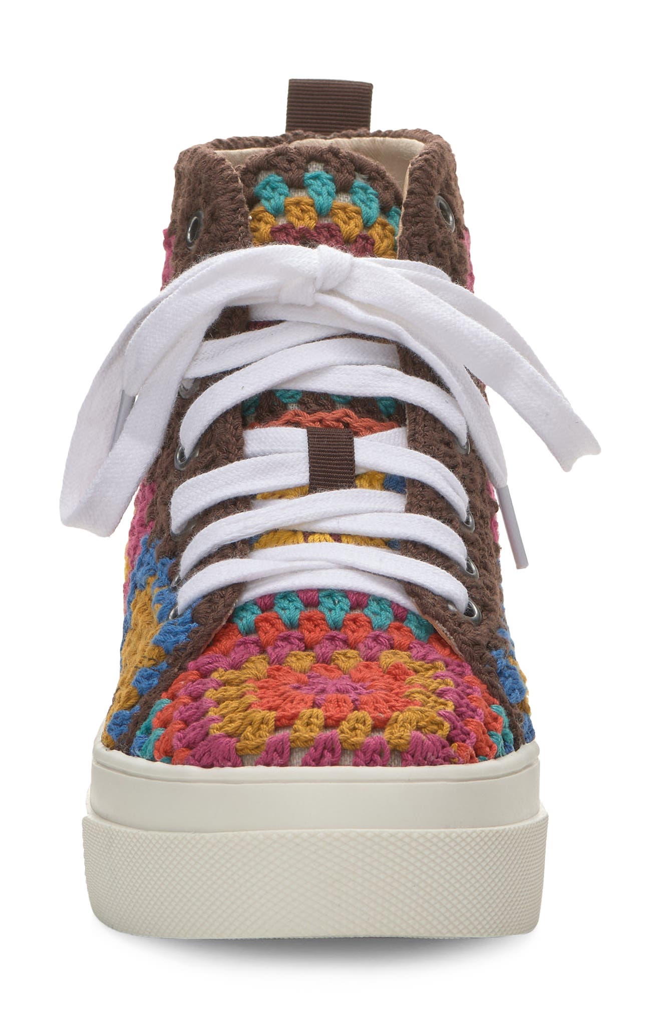 Lucky Brand Curla Crochet High Top Sneaker, Alternate, color, 