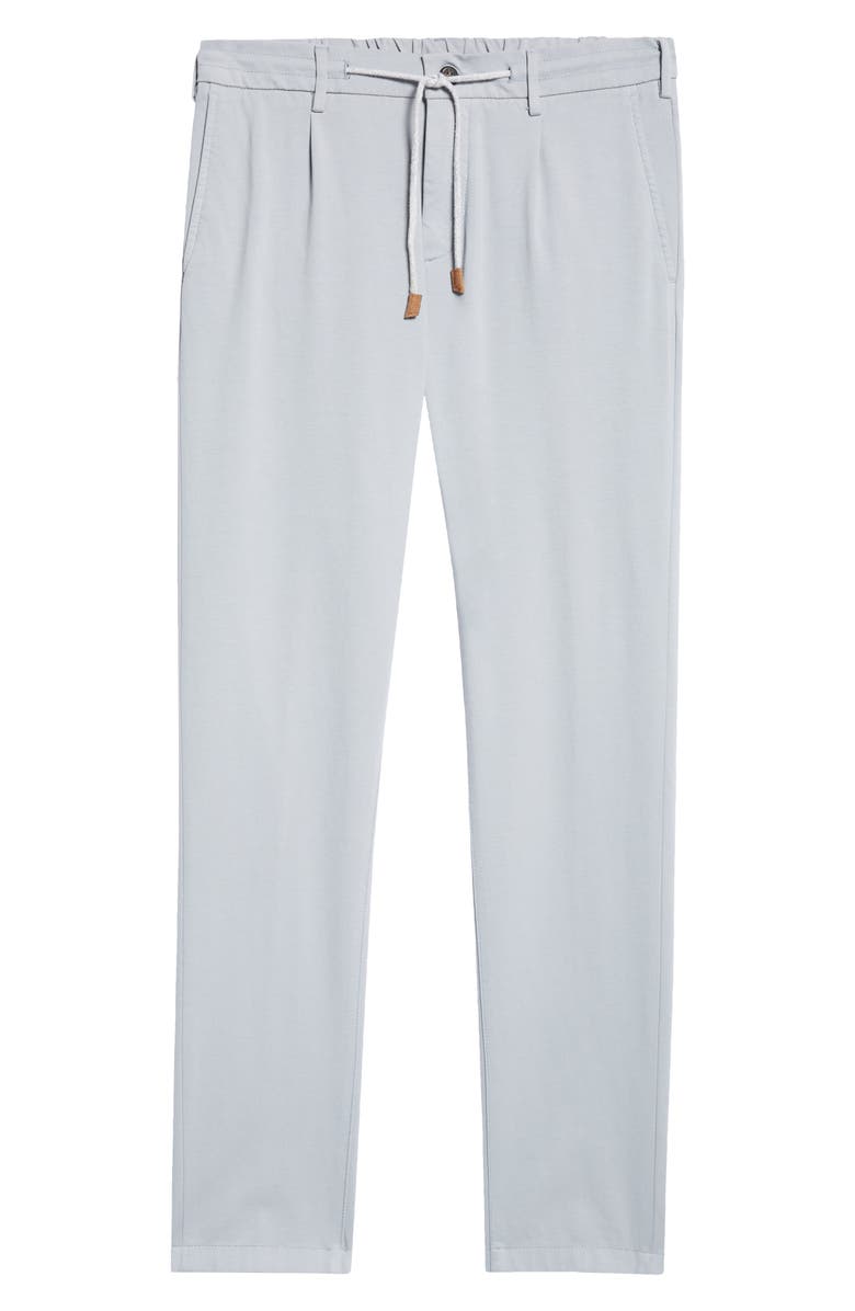 Eleventy Pleated Drawstring Waist Stretch Cotton Blend Pants, Alternate, color, 08 Denim