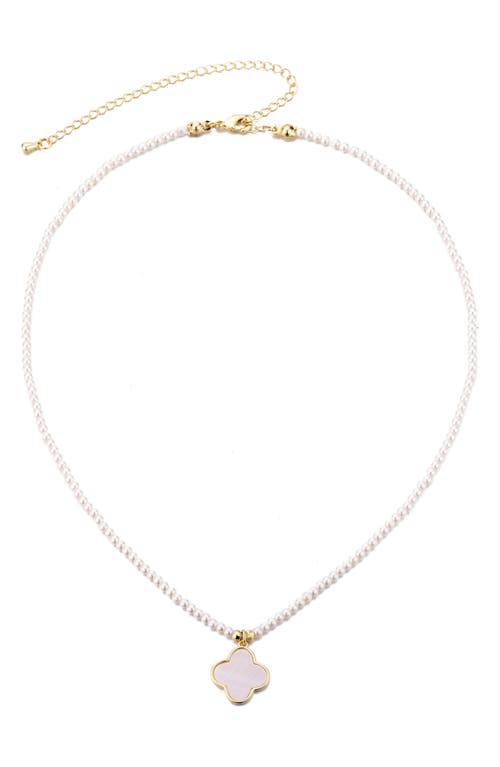 Adornia Gold Mother Of Pearl Strand Clover Pendant Necklace In Gold