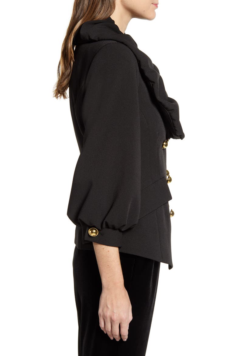 x Atlantic-Pacific Ruffle Front Blazer (Nordstrom Exclusive), Alternate, color, BLACK