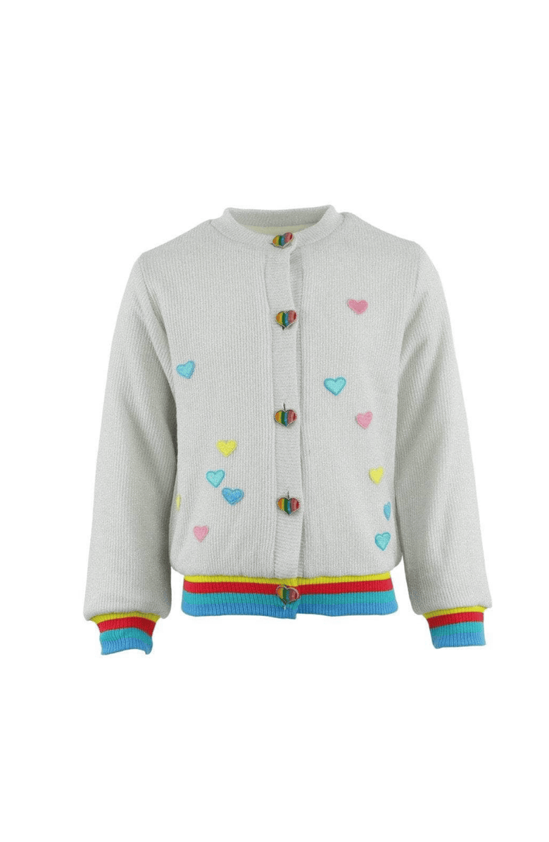 Lola + The Boys I Love You Cardigan, Main, color, White