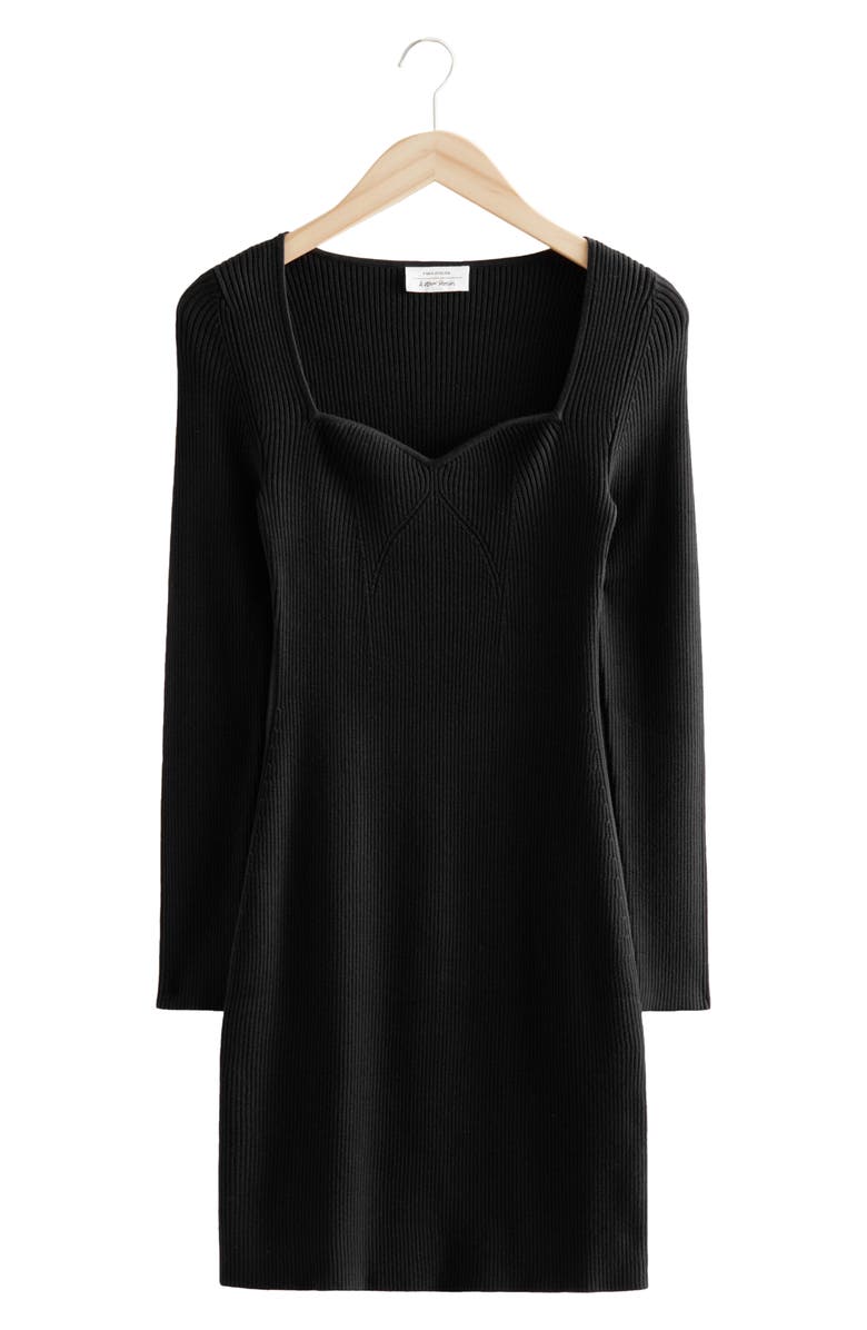 & Other Stories Bustier Long Sleeve Knit Minidress, Alternate, color, 