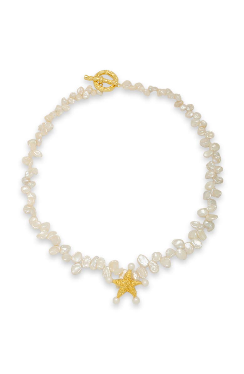 Classicharms Lila Starfish Charm Freshwater Petal Pearl Choker Necklace, Main, color, Gold