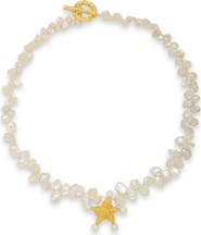 Classicharms Lila Starfish Charm Freshwater Petal Pearl Choker Necklace