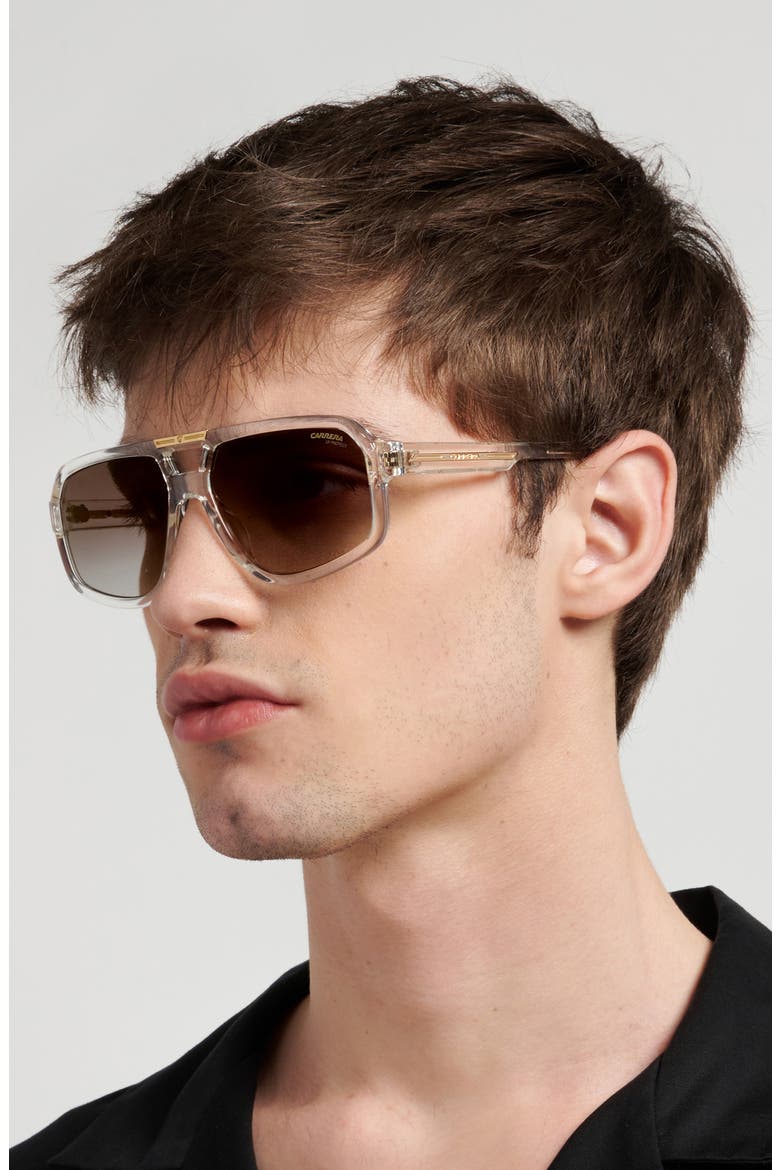 Victory 59mm Gradient Navigator Sunglasses, Alternate, color, CRYSTAL GREY / GREY GOLD